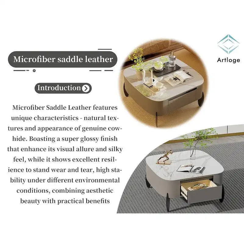 Table basse carrée moderne avec 2 tiroirs, table d'appoint blanche style mécha