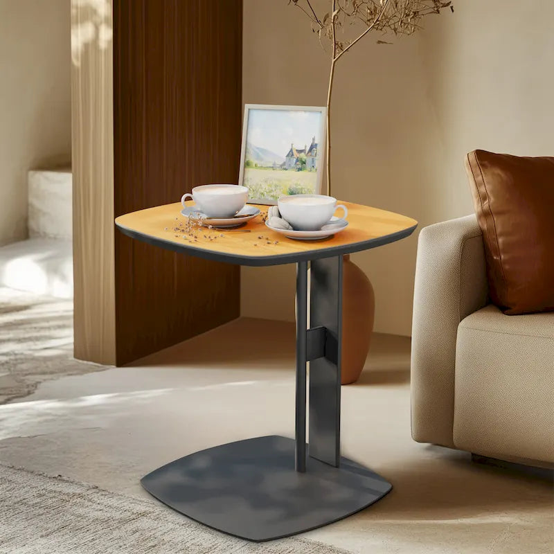 Table basse carrée moderne avec 2 tiroirs, table d'appoint blanche style mécha