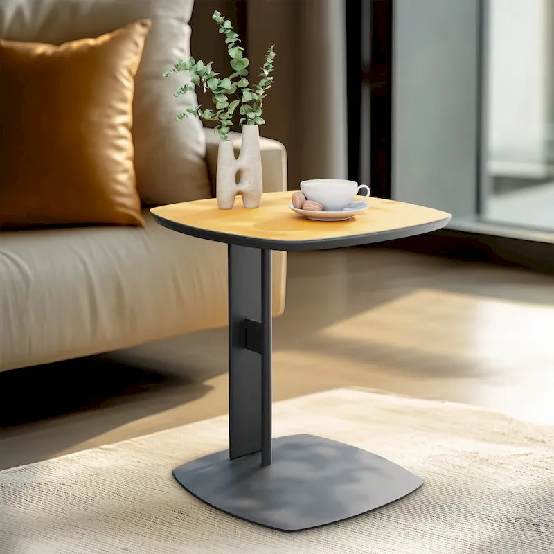 Table basse carrée moderne avec 2 tiroirs, table d'appoint blanche style mécha