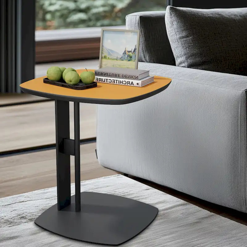 Table basse carrée moderne avec 2 tiroirs, table d'appoint blanche style mécha