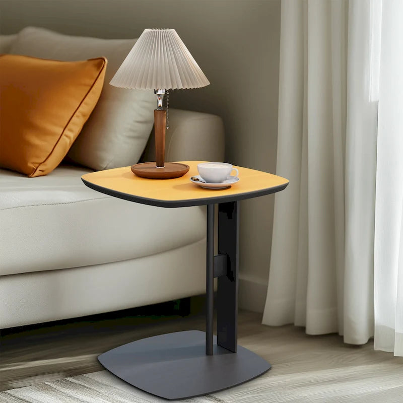 Table basse carrée moderne avec 2 tiroirs, table d'appoint blanche style mécha