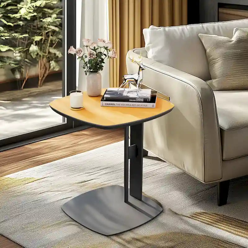 Table basse carrée moderne avec 2 tiroirs, table d'appoint blanche style mécha
