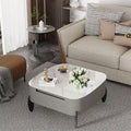 Table basse carrée moderne avec 2 tiroirs, table d'appoint blanche style mécha