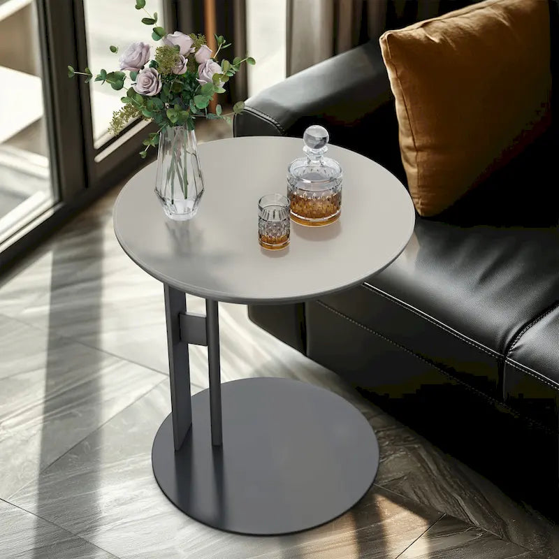 Table basse carrée moderne avec 2 tiroirs, table d'appoint blanche style mécha