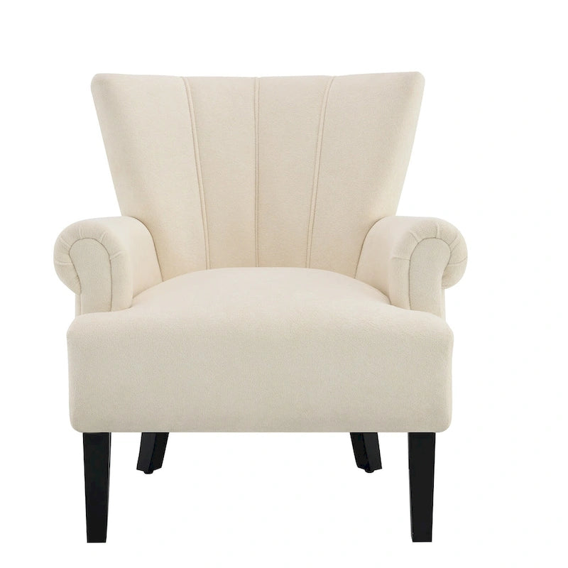 Fauteuil moderne beige avec dossier capitonné