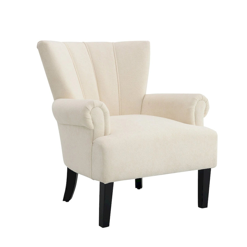 Fauteuil moderne beige avec dossier capitonné