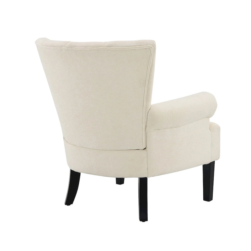 Fauteuil moderne beige avec dossier capitonné