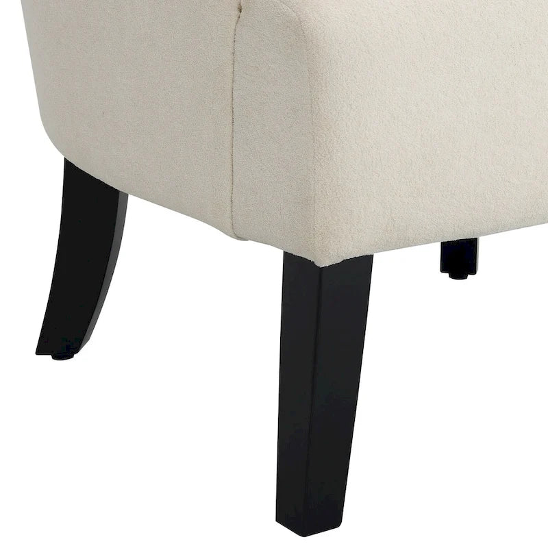 Fauteuil moderne beige avec dossier capitonné