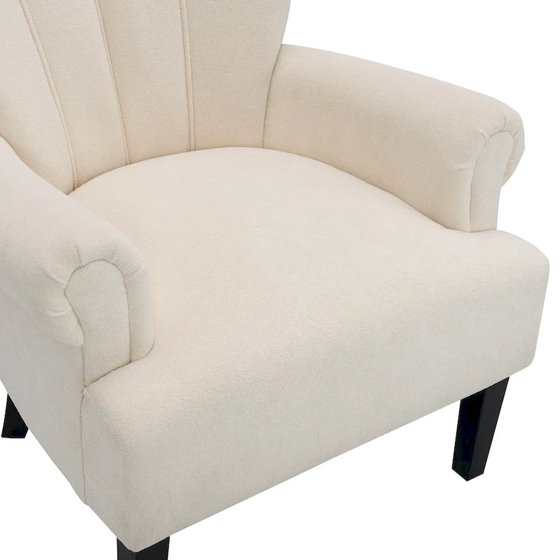 Fauteuil moderne beige avec dossier capitonné