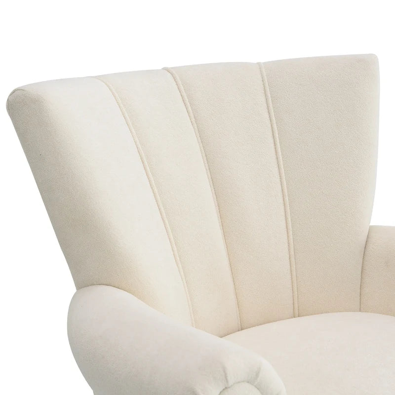 Fauteuil moderne beige avec dossier capitonné
