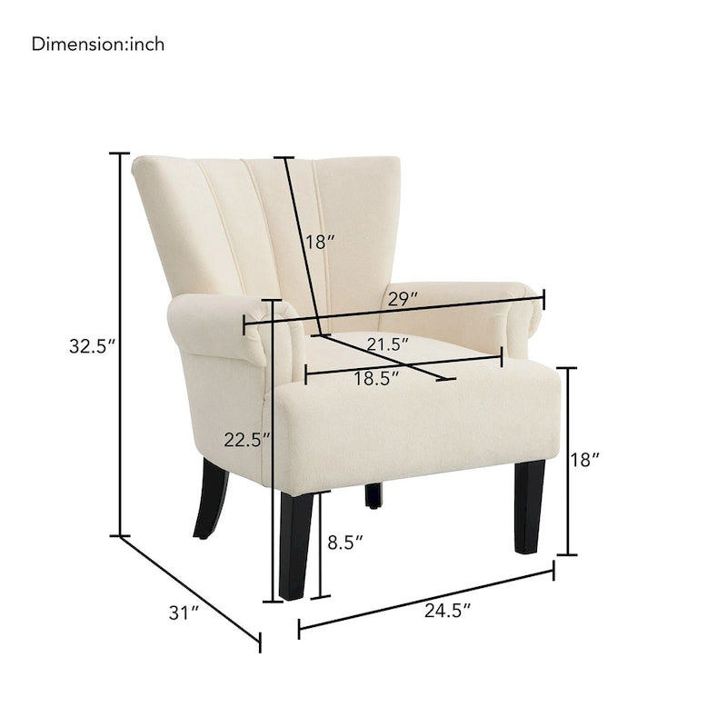 Fauteuil moderne beige avec dossier capitonné