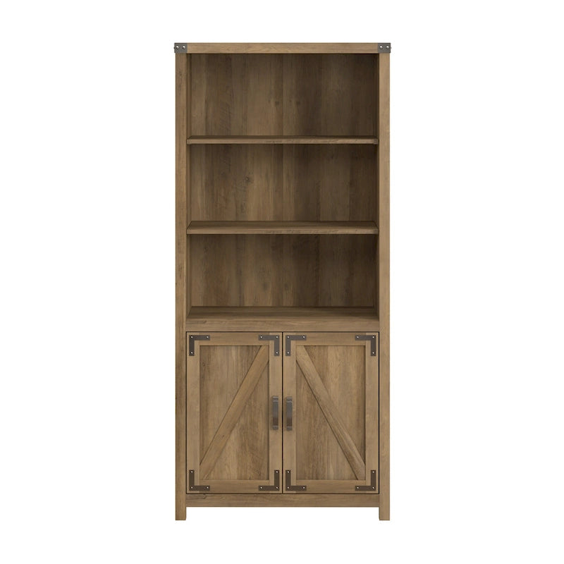 Bibliothèque haute à 5 étagères avec portes