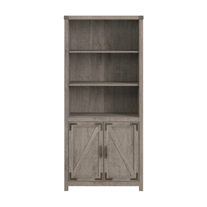 Bibliothèque haute à 5 étagères avec portes