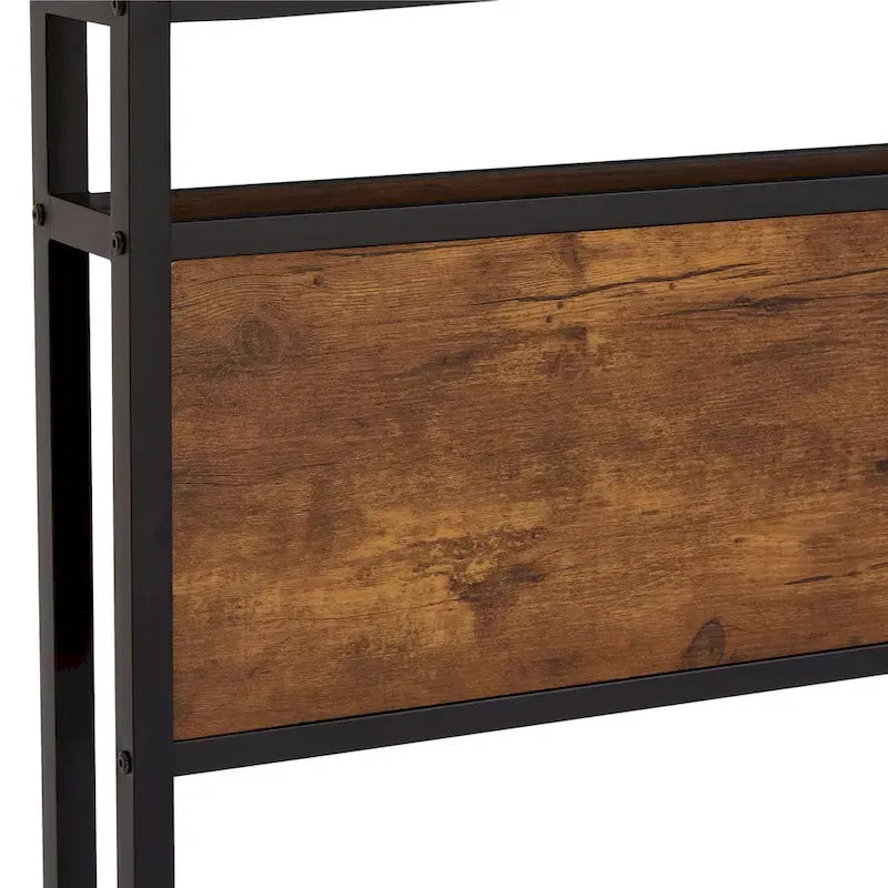 Lit plateforme en métal avec lumières LED, tête de lit en bois et deux tiroirs