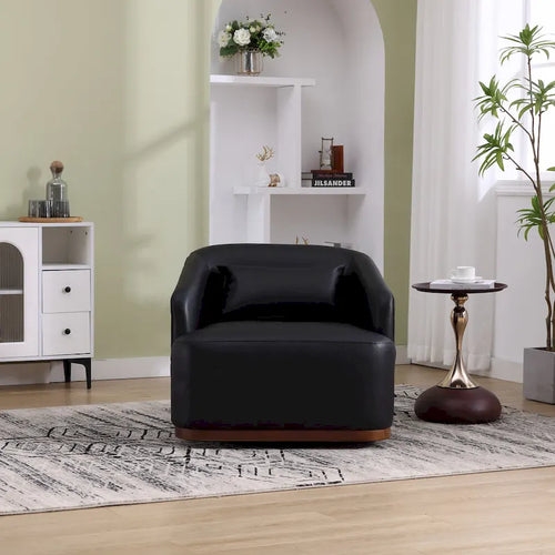 Fauteuil tonneau pivotant à 360° en PU noir au design moderne
