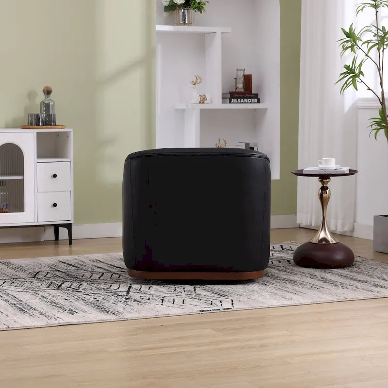 Fauteuil tonneau pivotant à 360° en PU noir au design moderne