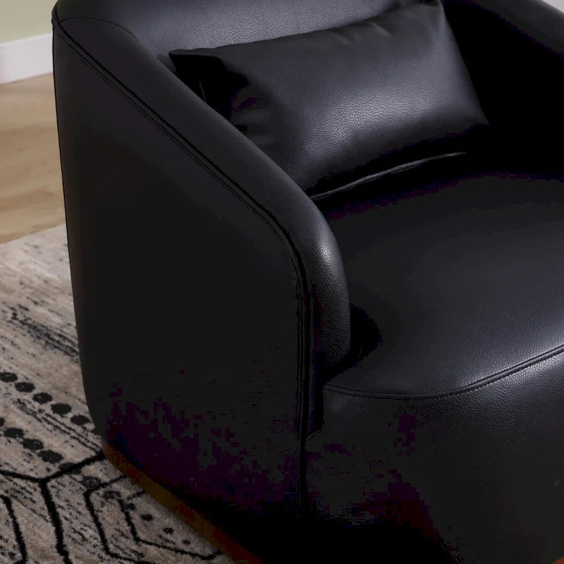 Fauteuil tonneau pivotant à 360° en PU noir au design moderne