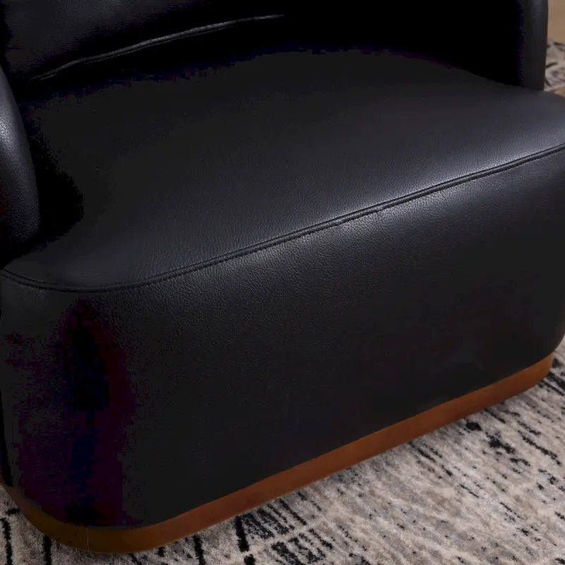 Fauteuil tonneau pivotant à 360° en PU noir au design moderne