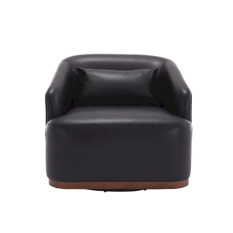 Fauteuil tonneau pivotant à 360° en PU noir au design moderne