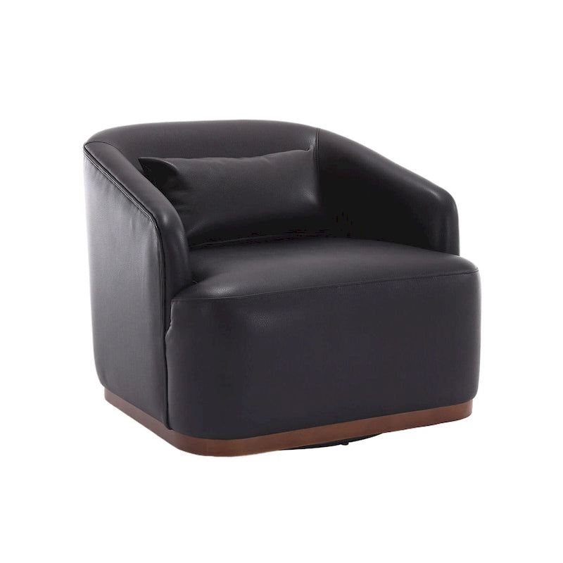 Fauteuil tonneau pivotant à 360° en PU noir au design moderne
