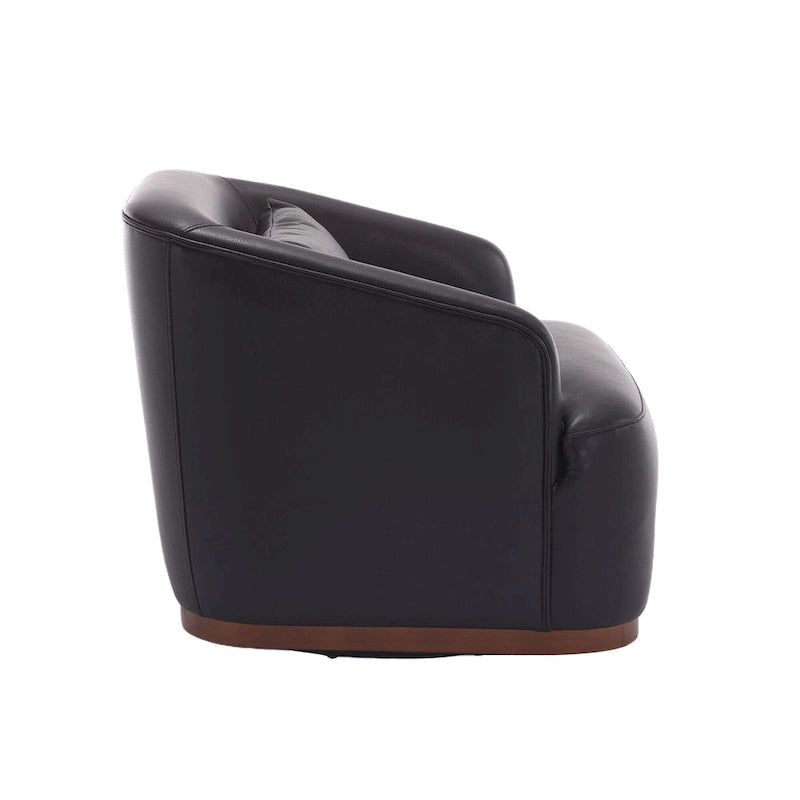 Fauteuil tonneau pivotant à 360° en PU noir au design moderne