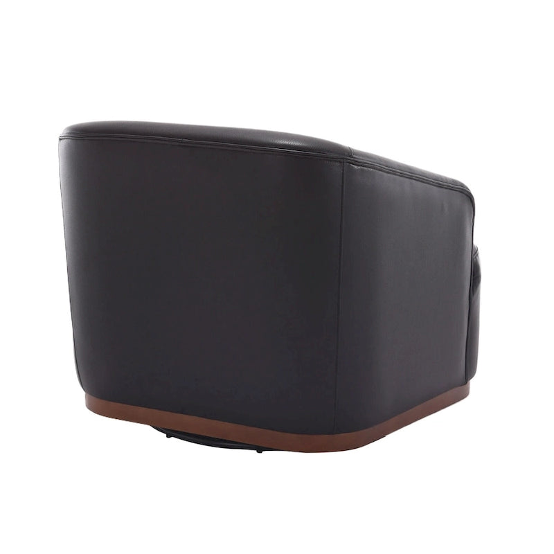 Fauteuil tonneau pivotant à 360° en PU noir au design moderne
