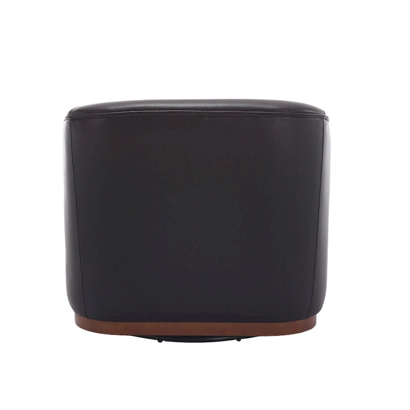Fauteuil tonneau pivotant à 360° en PU noir au design moderne