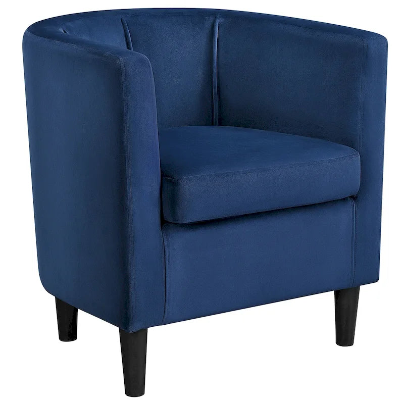 Fauteuil club moderne en forme de tonneau en velours rembourré