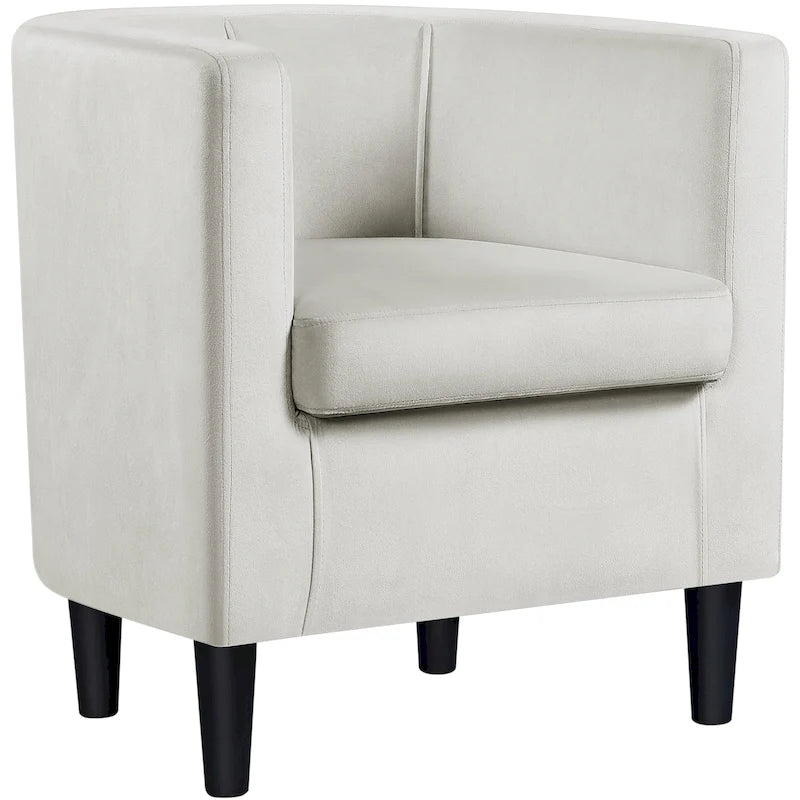 Fauteuil club moderne en forme de tonneau en velours rembourré