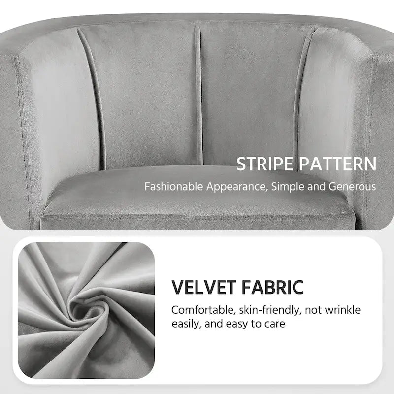 Fauteuil club moderne en forme de tonneau en velours rembourré