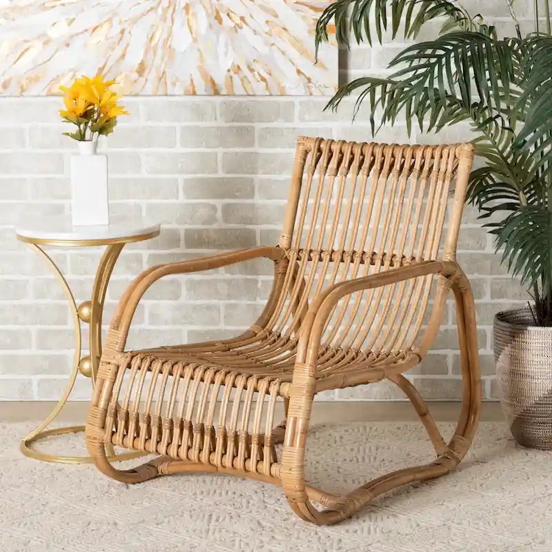 Fauteuil d'appoint moderne bohème en rotin naturel