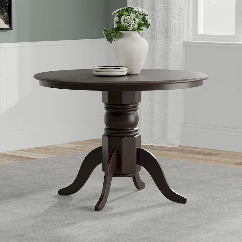 Table à manger sur pied rond en bois