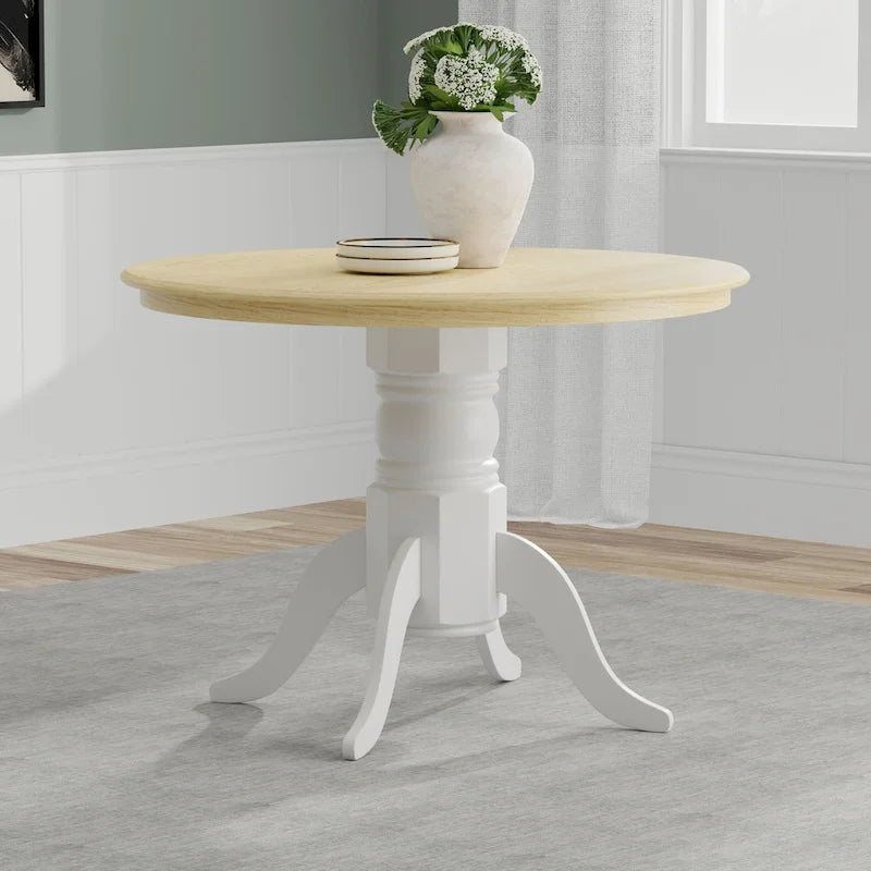 Table à manger sur pied rond en bois