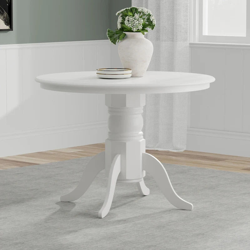 Table à manger sur pied rond en bois