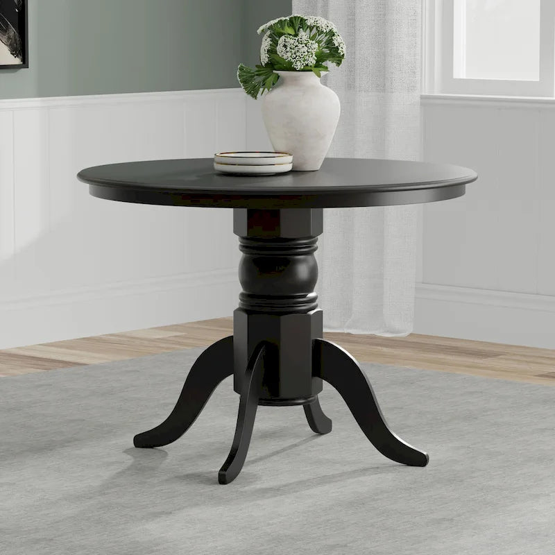 Table à manger sur pied rond en bois