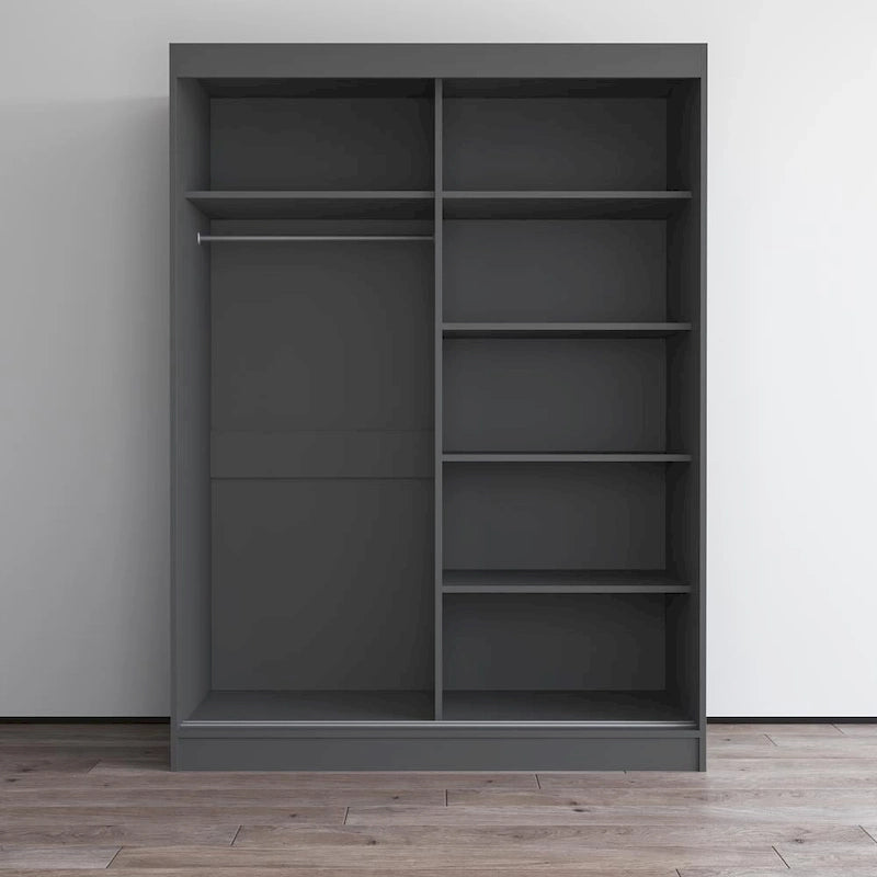 Armoire moderne 2 portes haute brillance avec miroir