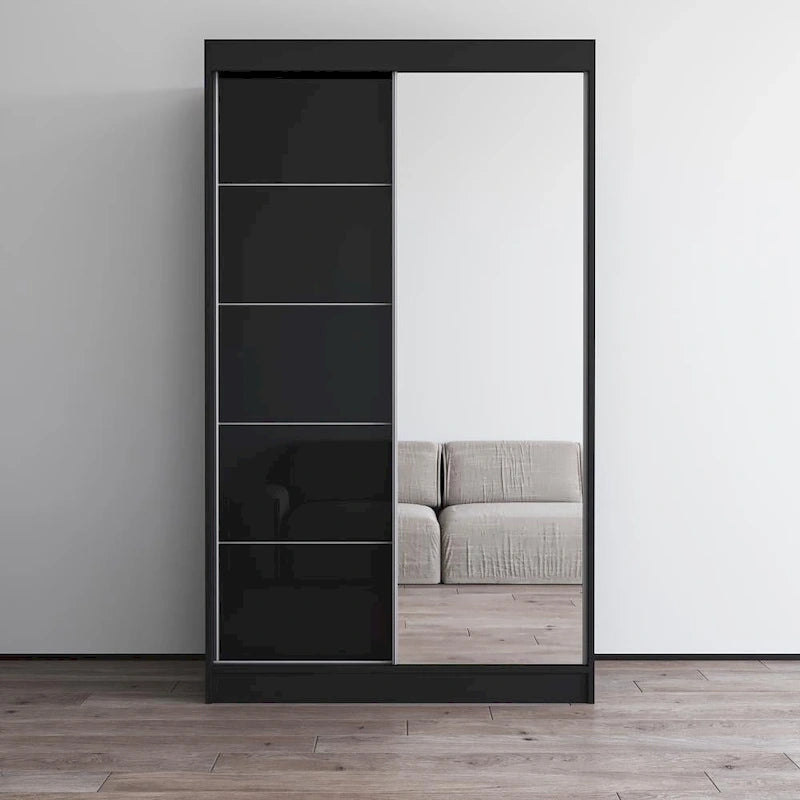 Armoire moderne 2 portes haute brillance avec miroir