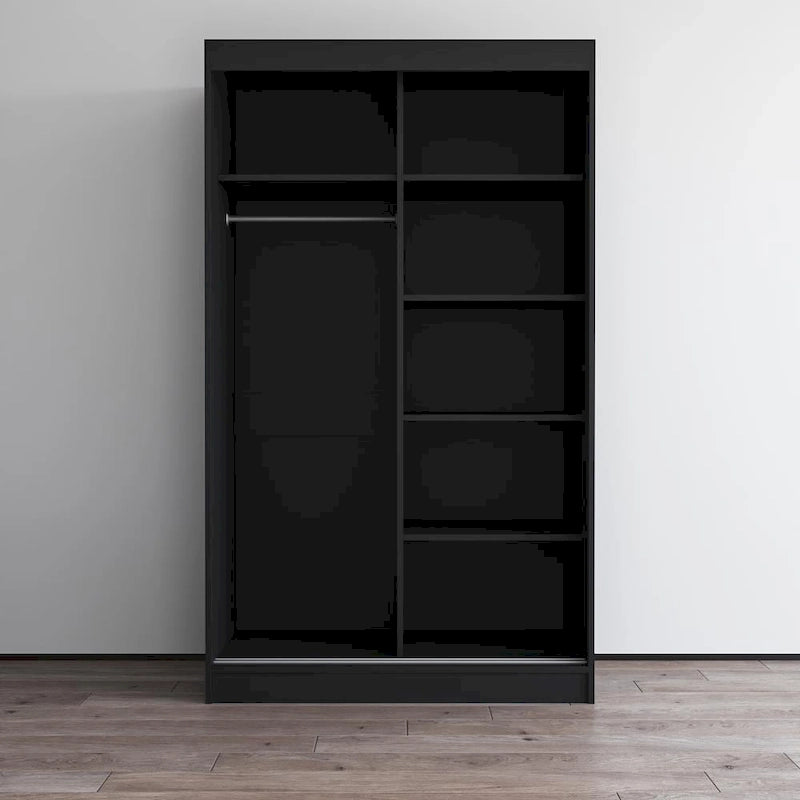 Armoire moderne 2 portes haute brillance avec miroir