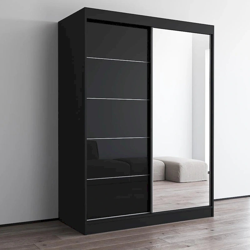 Armoire moderne 2 portes haute brillance avec miroir