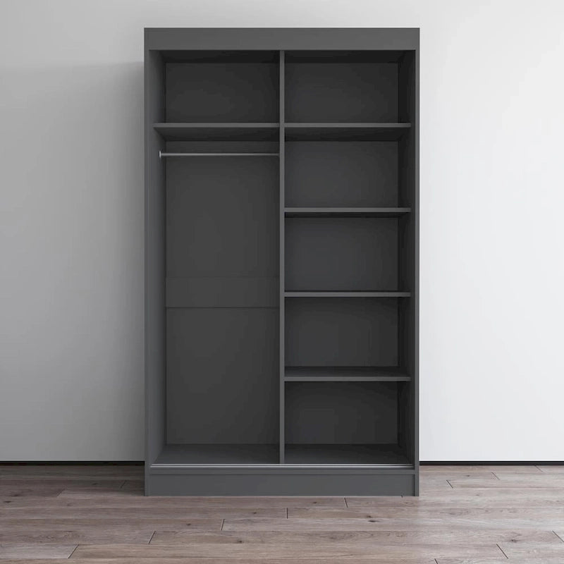 Armoire moderne 2 portes haute brillance avec miroir