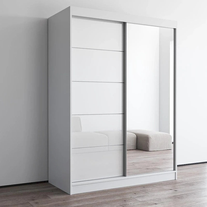 Armoire moderne 2 portes haute brillance avec miroir