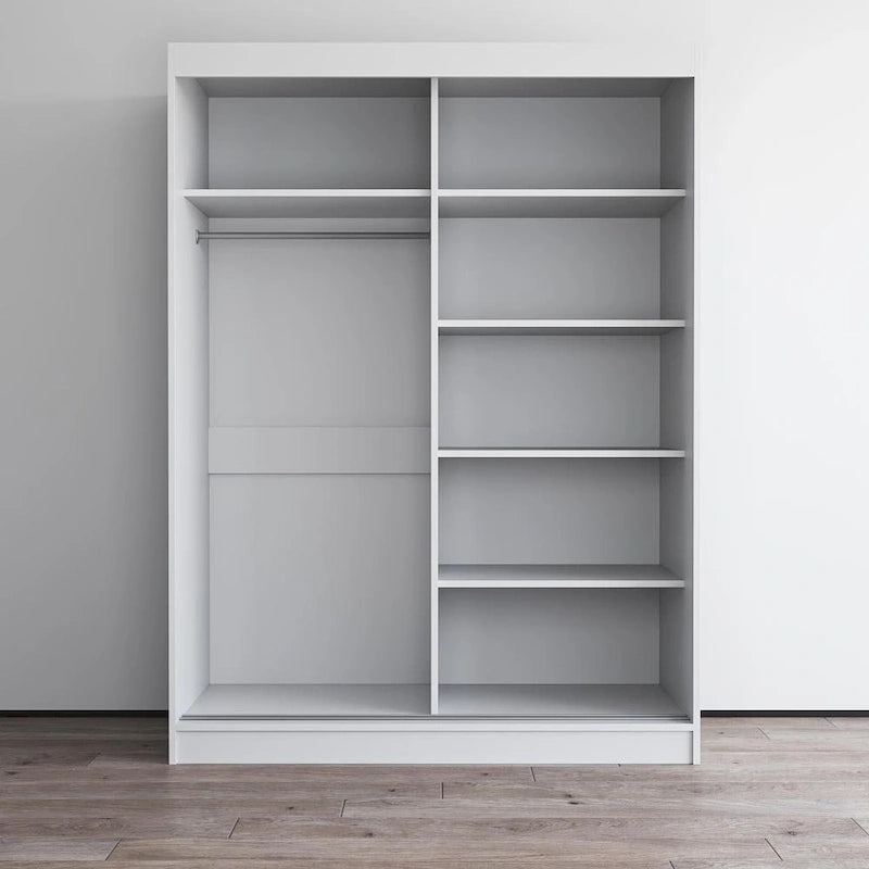 Armoire moderne 2 portes haute brillance avec miroir