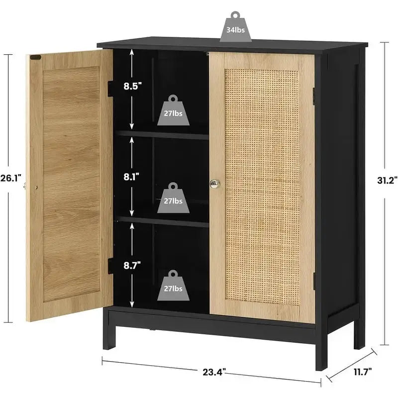 Meuble de salle de bain, Meuble de rangement de salle de bain avec 2 portes et 2 étagères