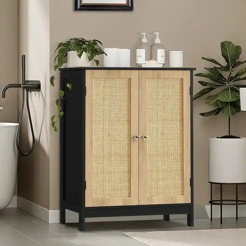Meuble de salle de bain, Meuble de rangement de salle de bain avec 2 portes et 2 étagères