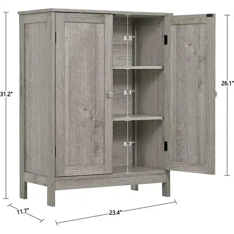 Meuble de salle de bain, Meuble de rangement de salle de bain avec 2 portes et 2 étagères