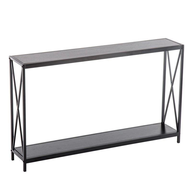 Console étroite en bois et fer forgé