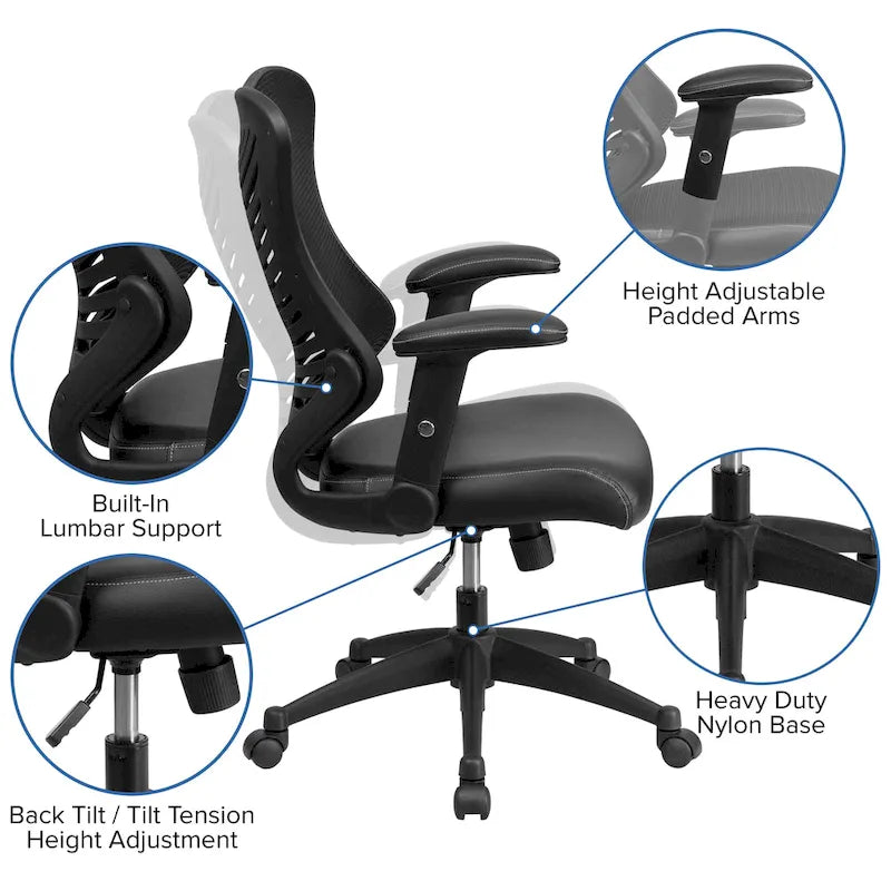 Chaise de bureau ergonomique pivotante de direction à dossier haut