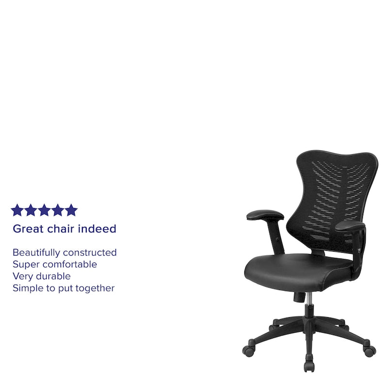 Chaise de bureau ergonomique pivotante de direction à dossier haut