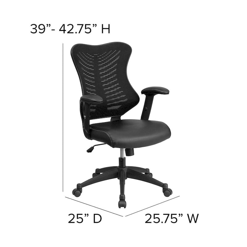 Chaise de bureau ergonomique pivotante de direction à dossier haut