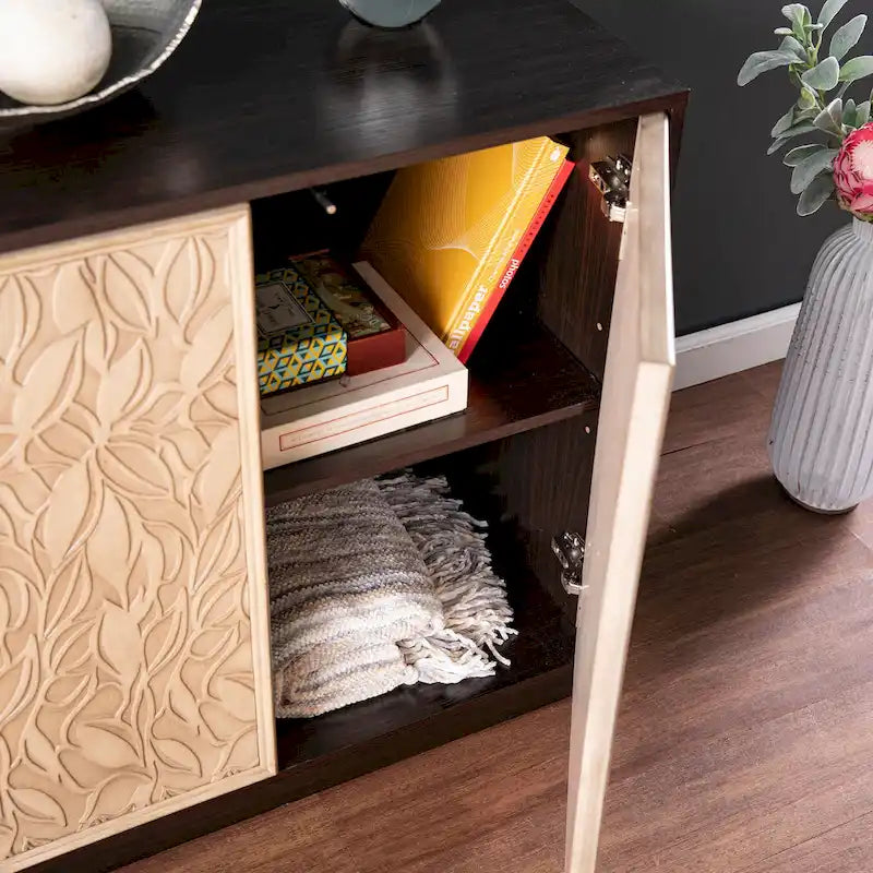 Transitional Brown Wood Cabinet